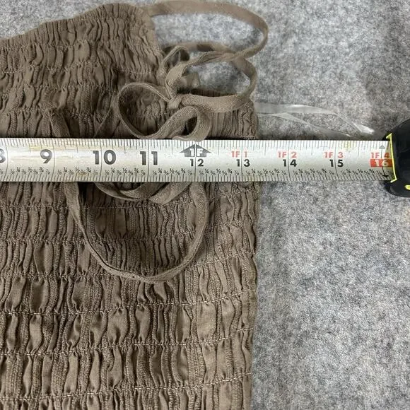 American Eagle Bella Jumpsuit Small Wide Leg Brown Striped Cotton Tie Straps - Picture 3 of 11